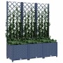 Jardinera con enrejado PP azul gris 120x40x136 cm