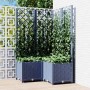Jardinera con enrejado PP azul gris 80x80x136 cm