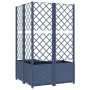 Jardinera con enrejado PP azul gris 80x80x136 cm