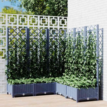 Jardinera con enrejado PP azul gris 120x120x121,5 cm
