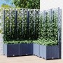 Jardinera con enrejado PP azul gris 120x120x136 cm