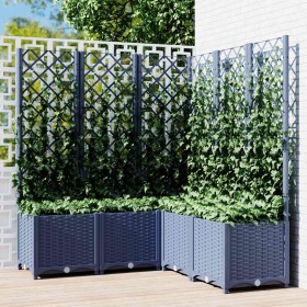 Jardinera con enrejado PP azul gris 120x120x136 cm