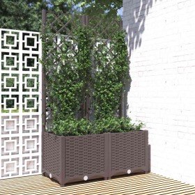 Jardinera con enrejado PP marrón 80x40x136 cm Jardinera con enrejado PP marrón 80x40x136 cm