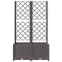 Jardinera con enrejado PP marrón 80x40x136 cm