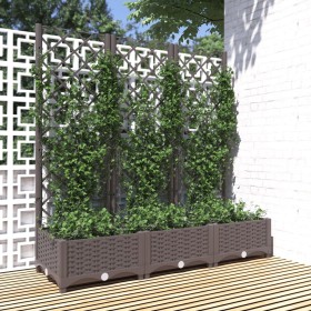 Jardinera con enrejado PP marrón 120x40x121,5 cm