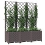 Jardinera con enrejado PP marrón 120x40x136 cm
