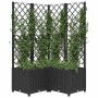 Jardinera con enrejado PP negro 80x80x136 cm