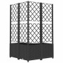 Jardinera con enrejado PP negro 80x80x136 cm