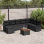 Conjunto de sofá de jardín 9 pcs Negro Poliratán