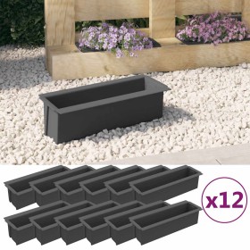 Jardineras para europalés 12 uds PP gris 36x13,5x9,5 cm