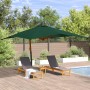 Sombrilla jardín voladiza con palo de madera verde 400x300 cm