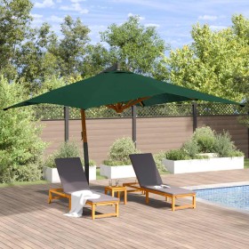 Sombrilla jardín voladiza con palo de madera verde 400x300 cm
