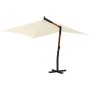 Sombrilla jardín voladiza palo de madera arena blanco 400x300cm