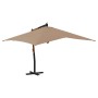 Sombrilla jardín voladiza con palo de madera taupe 400x300 cm