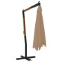 Sombrilla jardín voladiza con palo de madera taupe 400x300 cm