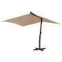 Sombrilla jardín voladiza con palo de madera taupe 400x300 cm