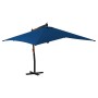 Sombrilla jardín voladiza palo de madera azul celeste 400x300cm
