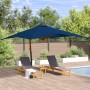 Sombrilla jardín voladiza palo de madera azul celeste 400x300cm