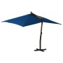 Sombrilla jardín voladiza palo de madera azul celeste 400x300cm