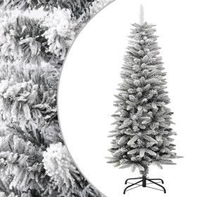 Árbol de Navidad artificial estrecho con nieve PVC y PE 120 cm