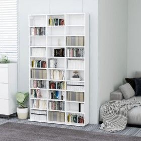 Armario CDs madera contrachapada blanco brillo 102x16x177,5 cm de vidaXL, Almacenamiento para CD y DVD - Ref: Foro24-801784, ...