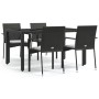 Set de muebles jardín 5 pzas con cojines ratán sintético negro