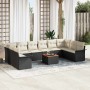 Conjunto de sofá de jardín 11 pcs Negro Poliratán