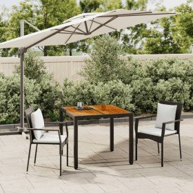 Set comedor de jardín 3 pzas con cojines ratán sintético negro Set comedor de jardín 3 pzas con cojines ratán sintético negro
