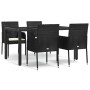 Set de muebles jardín 5 pzas con cojines ratán sintético negro