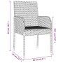 Set comedor de jardín 5 piezas con cojines ratán sintético gris