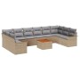 Conjunto de sofá de jardín 11 pcs Beige Poliratán