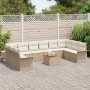 Conjunto de sofá de jardín 11 pcs Beige Poliratán