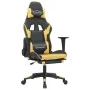 Silla gaming masaje y reposapiés cuero sintético negro dorado de vidaXL, Sillones para videojuegos - Ref: Foro24-345459, Prec...