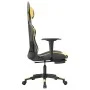 Silla gaming masaje y reposapiés cuero sintético negro dorado de vidaXL, Sillones para videojuegos - Ref: Foro24-345459, Prec...