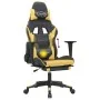 Silla gaming masaje y reposapiés cuero sintético negro dorado de vidaXL, Sillones para videojuegos - Ref: Foro24-345459, Prec...