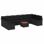 Conjunto de sofá de jardín 11 pcs Negro Poliratán