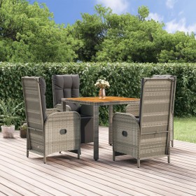 Set comedor de jardín 5 piezas con cojines ratán sintético gris en Conjuntos de jardín | Comprar online en Foro24