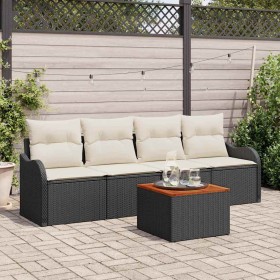 Conjunto de sofá de jardín 5 pcs Negro Poliratán
