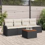 Conjunto de sofá de jardín 5 pcs Negro Poliratán