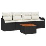 Conjunto de sofá de jardín 5 pcs Negro Poliratán