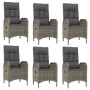 Set comedor jardín 9 pzas y cojines ratán sintético gris