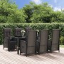 Set de comedor de jardín 7 pzas y cojines ratán sintético negro