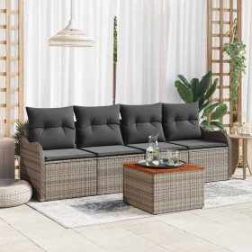 Conjunto de sofá de jardín 5 pcs Gris Poliratán