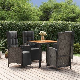 Set de muebles jardín 5 pzas con cojines ratán sintético negro