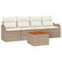 Conjunto de sofá de jardín 5 pcs Beige Poliratán