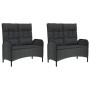 Set de muebles jardín 5 pzas con cojines ratán sintético negro