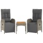 Set comedor de jardín 5 piezas con cojines ratán sintético gris