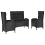 Set comedor de jardín 3 pzas con cojines ratán sintético negro