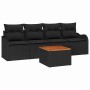 Conjunto de sofá de jardín 5 pcs Negro Poliratán