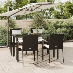 Set de muebles jardín 5 pzas con cojines ratán sintético negro